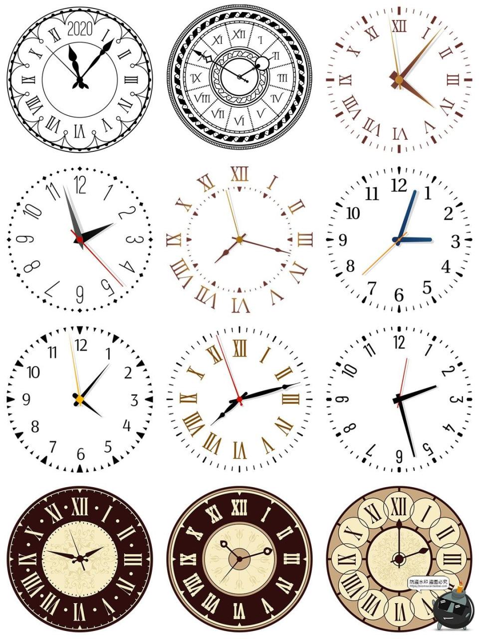 图片[8]-古董表盘表面复古时钟指针图标装饰拼贴AI矢量PNG免抠图片素材-设计猿
