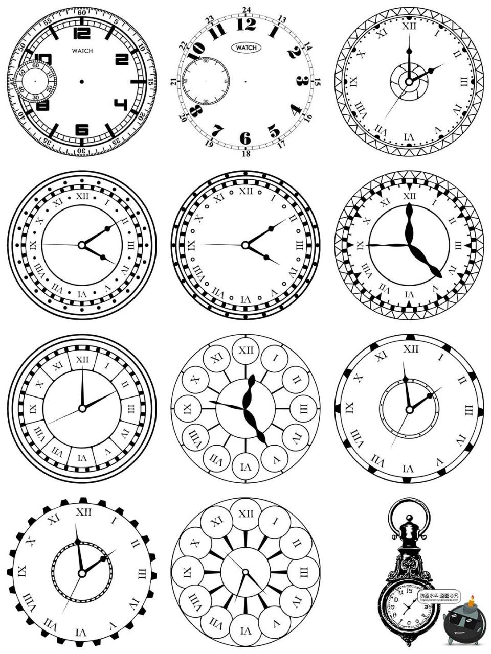 图片[12]-古董表盘表面复古时钟指针图标装饰拼贴AI矢量PNG免抠图片素材-设计猿