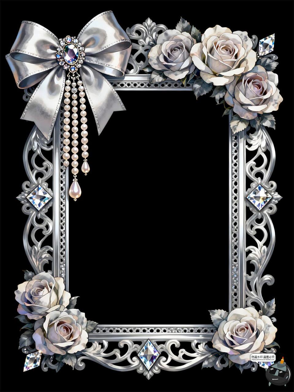 图片[2]-洛可可宫廷风相框边框华丽银白色奢华浪漫PSD素材-设计猿