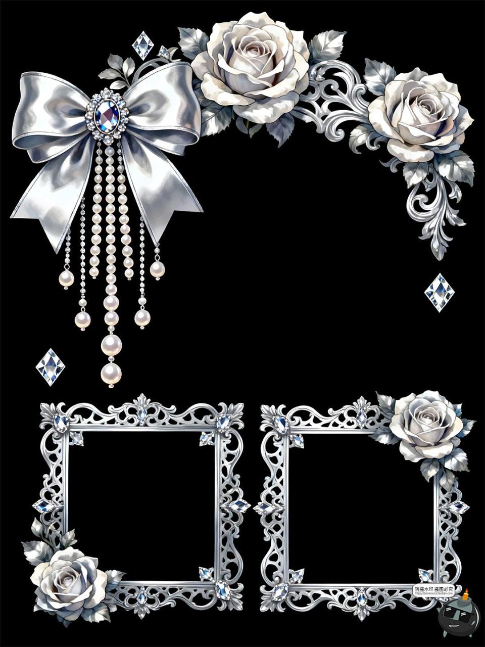 图片[4]-洛可可宫廷风相框边框华丽银白色奢华浪漫PSD素材-设计猿