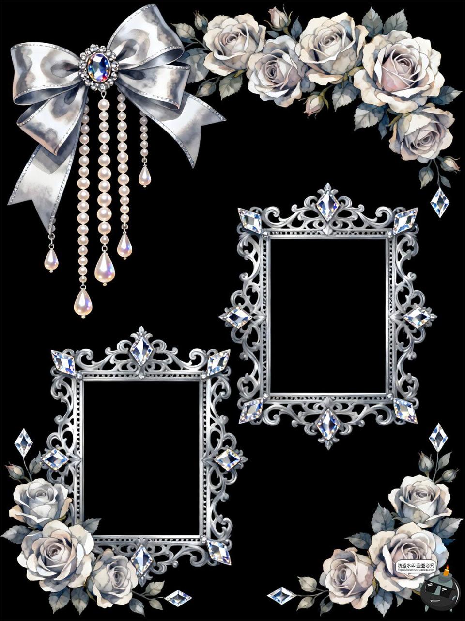 图片[6]-洛可可宫廷风相框边框华丽银白色奢华浪漫PSD素材-设计猿