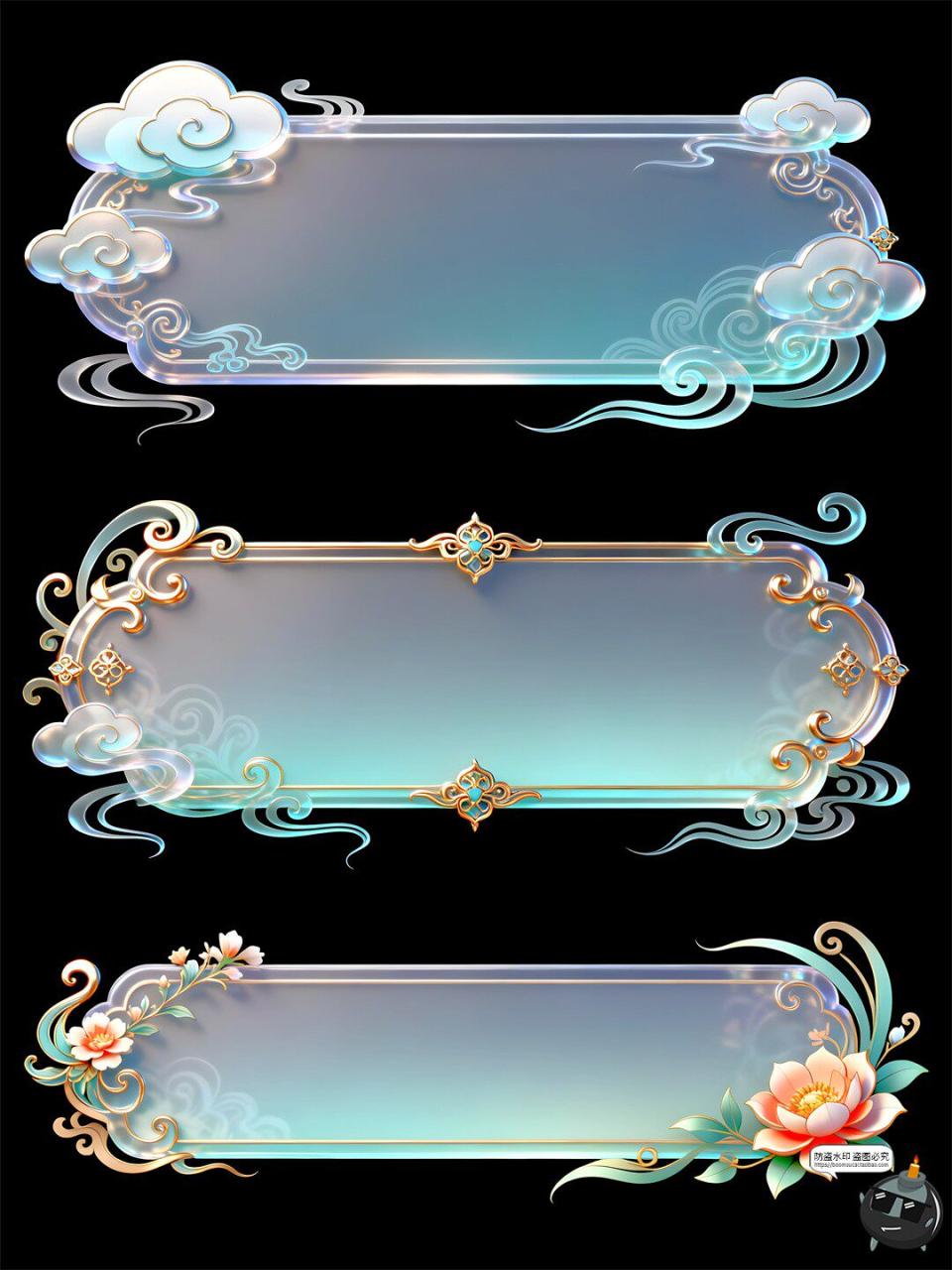 古风淡雅UI标题框玉石条框二次元游戏风格PSD素材-设计猿