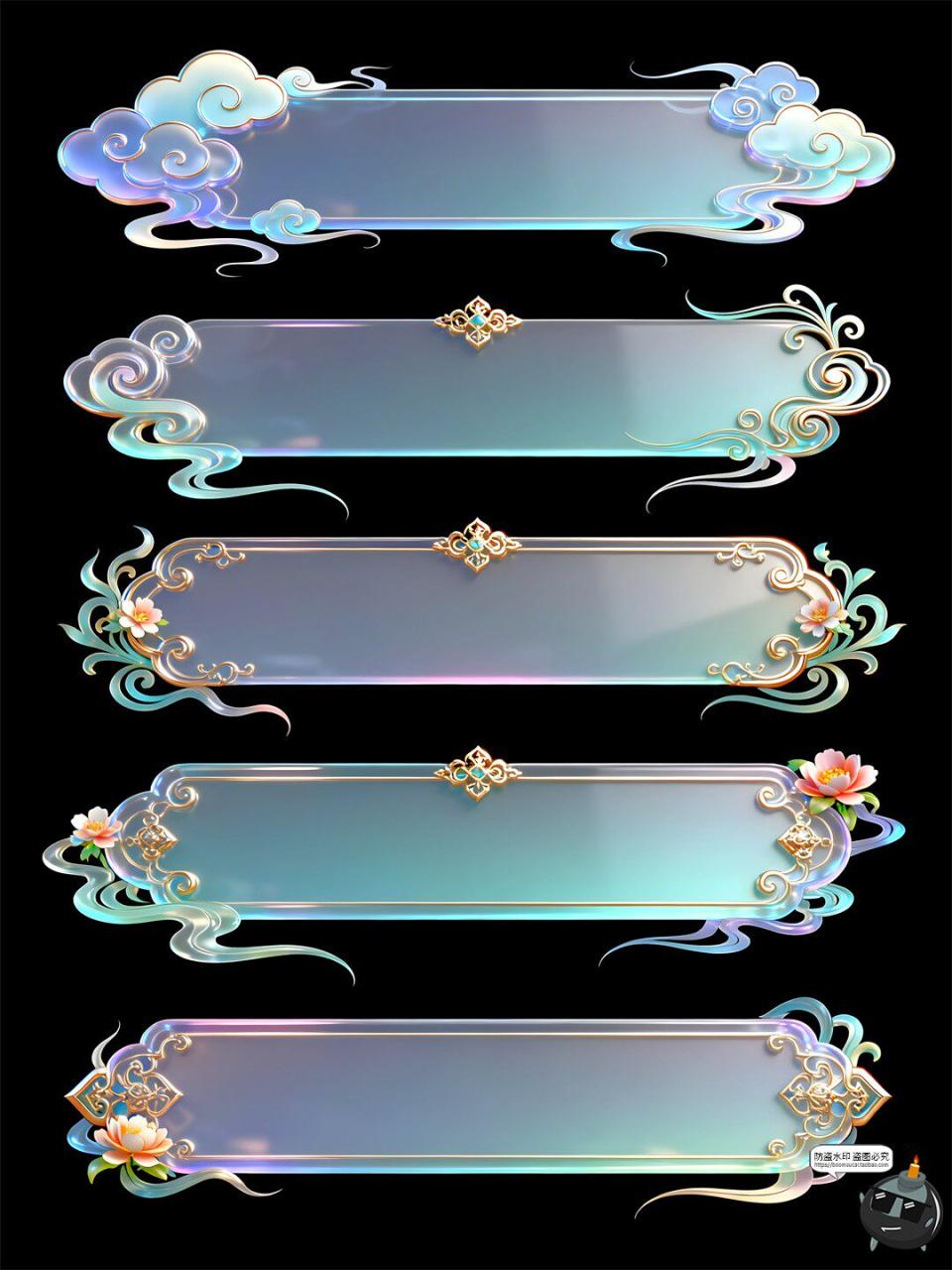 图片[2]-古风淡雅UI标题框玉石条框二次元游戏风格PSD素材-设计猿