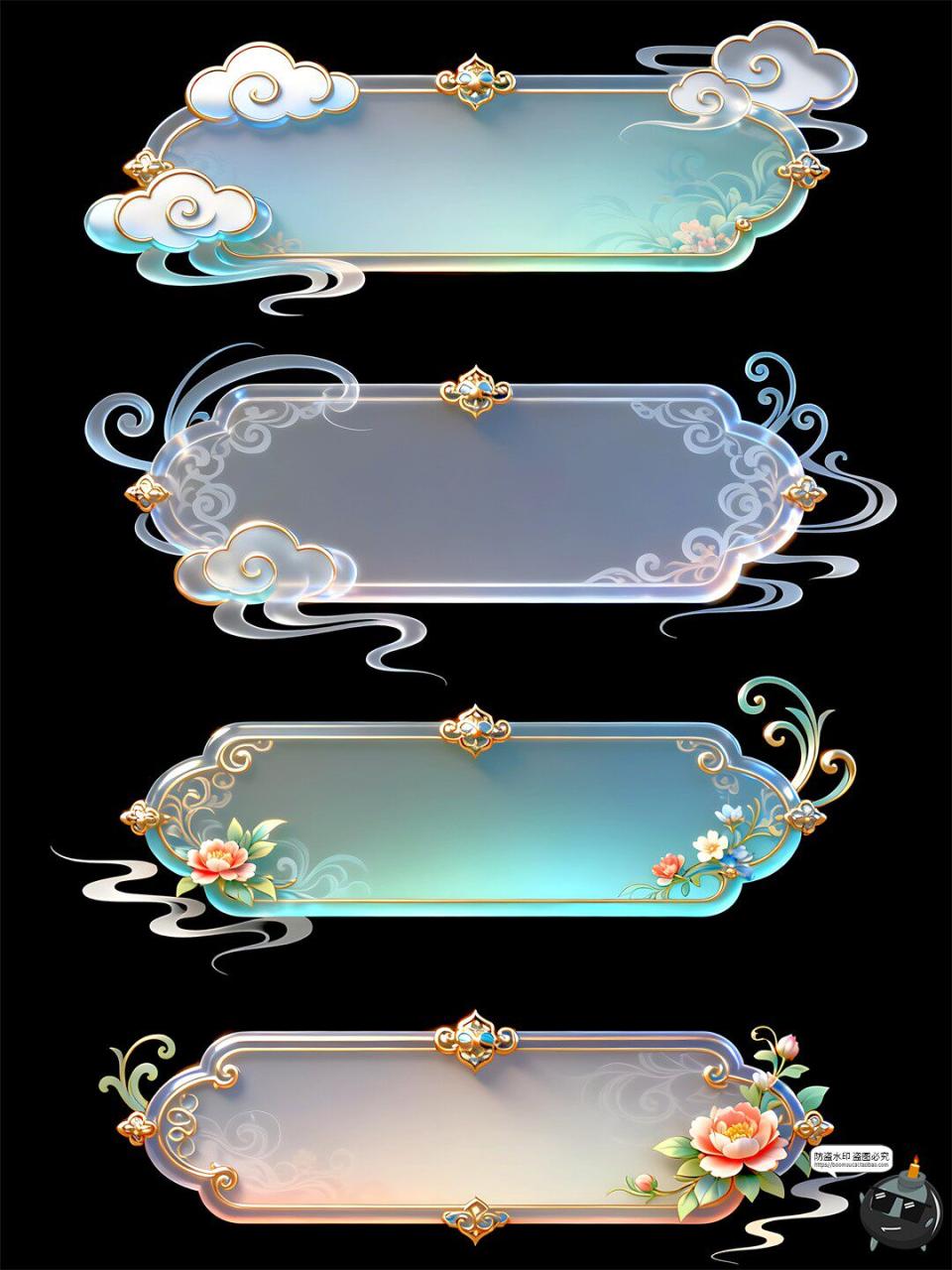 图片[3]-古风淡雅UI标题框玉石条框二次元游戏风格PSD素材-设计猿
