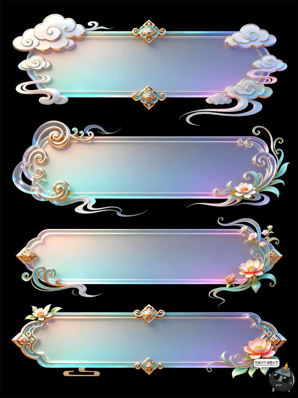 图片[4]-古风淡雅UI标题框玉石条框二次元游戏风格PSD素材-设计猿