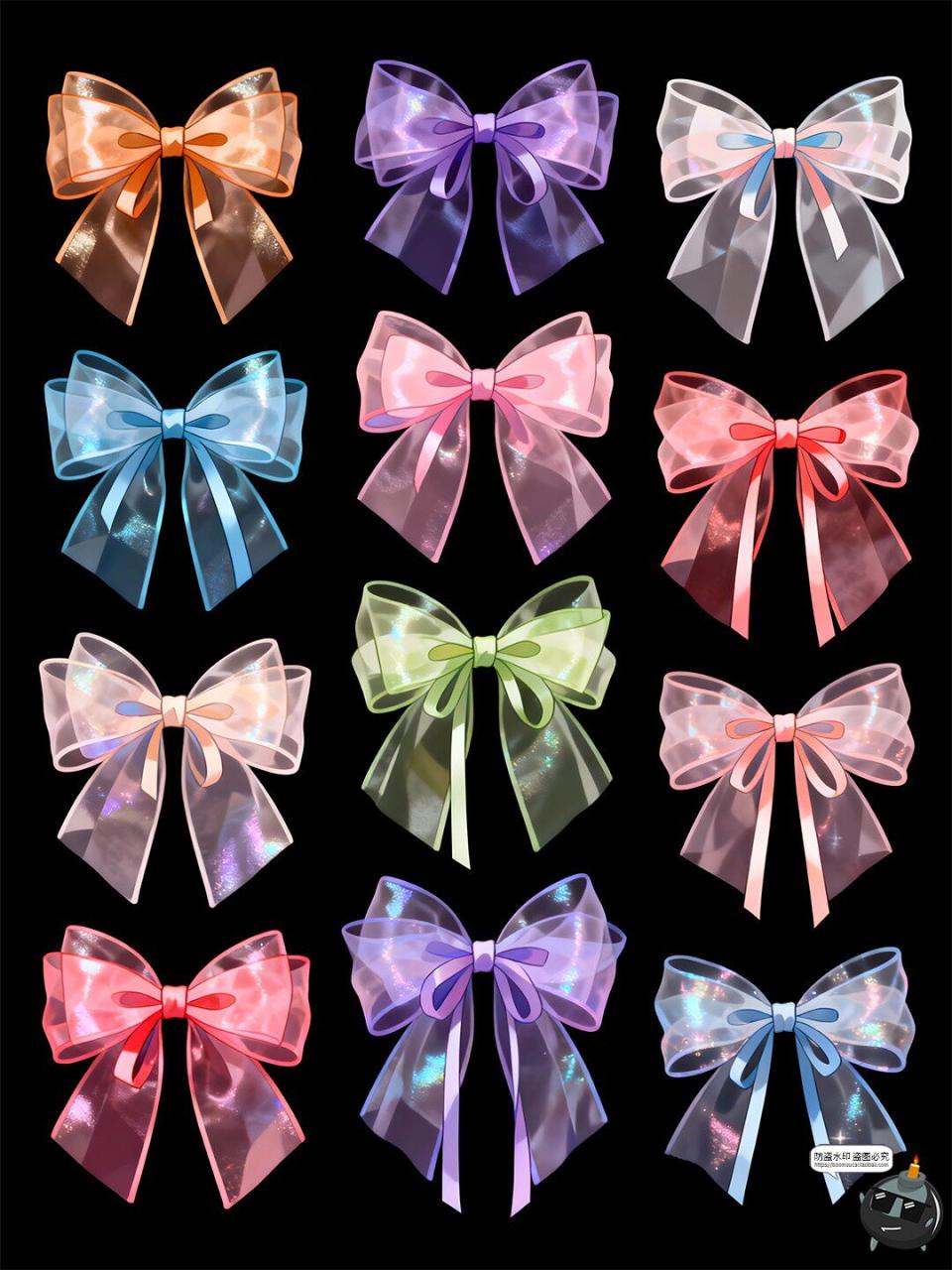 图片[2]-梦幻蝴蝶结卡通唯美纱质丝带浪漫手账元素PSD素材-设计猿