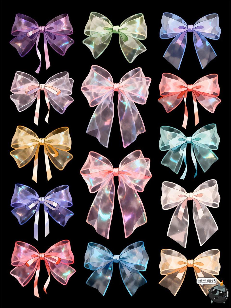 图片[3]-梦幻蝴蝶结卡通唯美纱质丝带浪漫手账元素PSD素材-设计猿