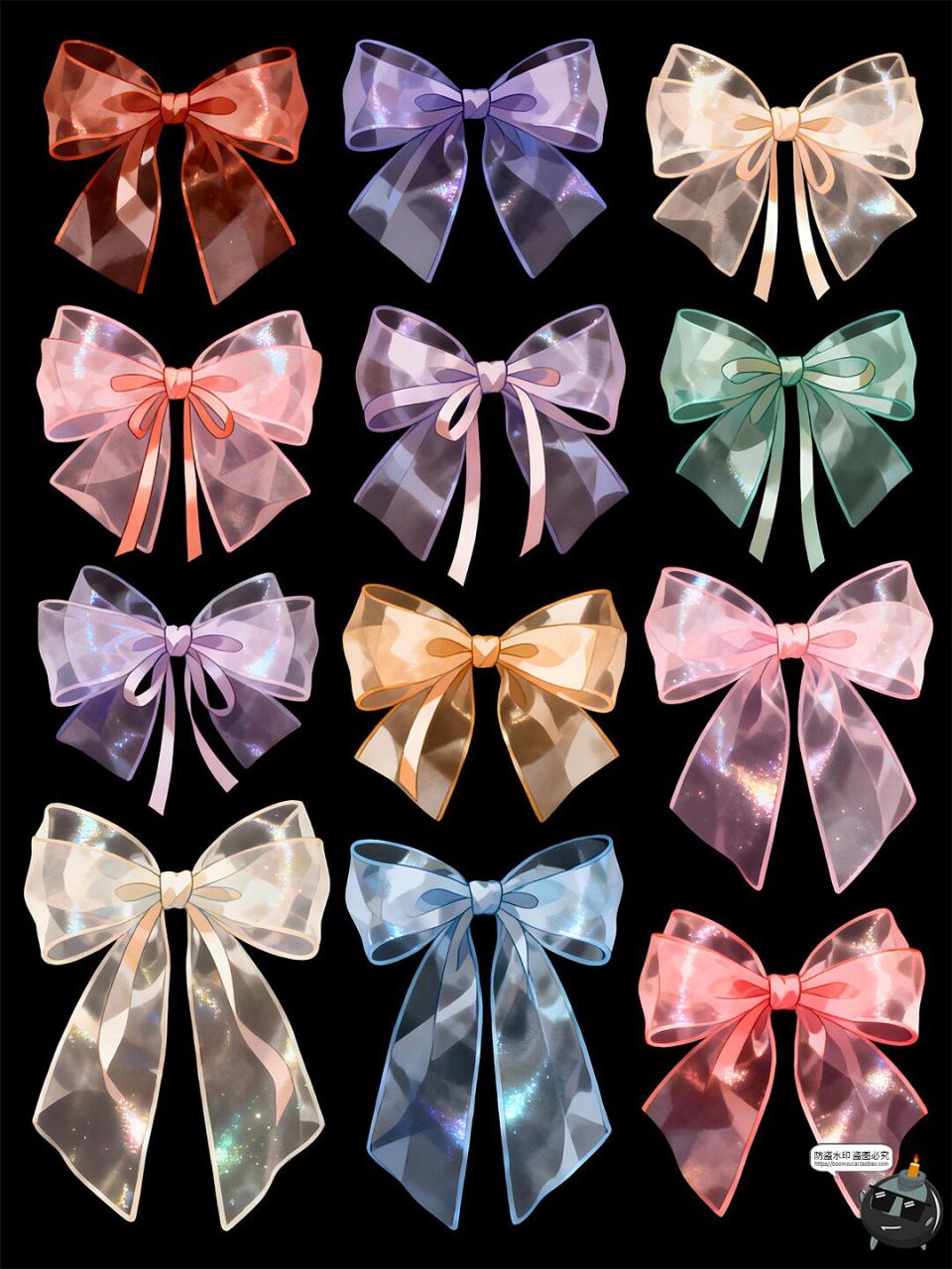 图片[4]-梦幻蝴蝶结卡通唯美纱质丝带浪漫手账元素PSD素材-设计猿
