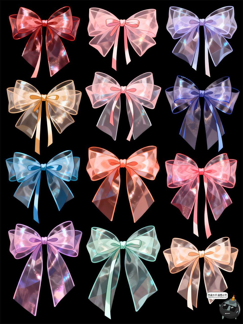 图片[5]-梦幻蝴蝶结卡通唯美纱质丝带浪漫手账元素PSD素材-设计猿