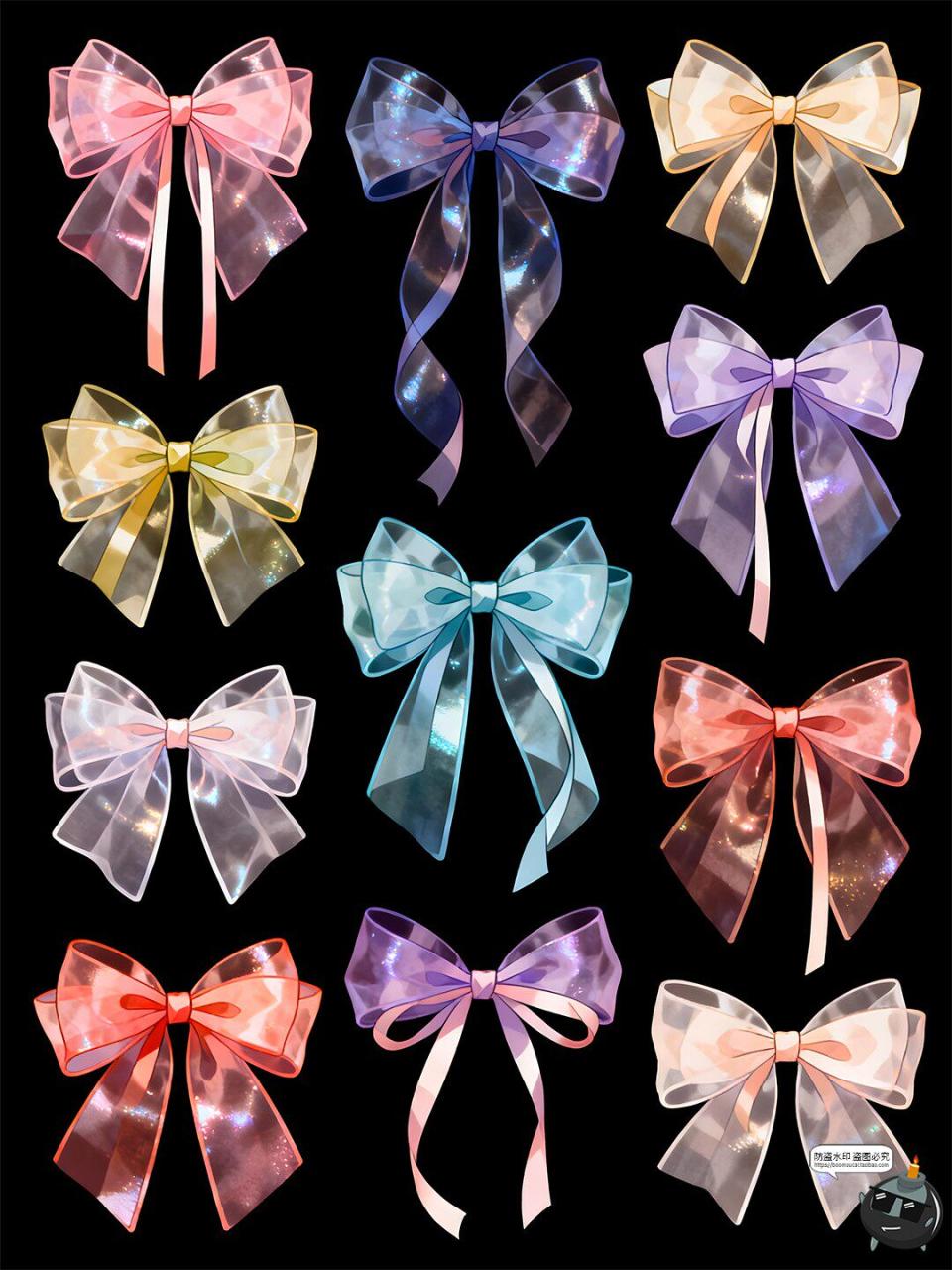 图片[8]-梦幻蝴蝶结卡通唯美纱质丝带浪漫手账元素PSD素材-设计猿