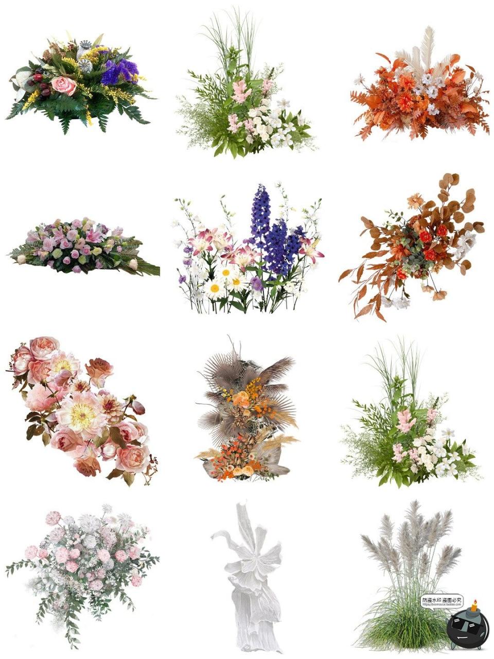 图片[2]-婚礼花簇花艺鲜花花卉花束开业假花装饰元素后期合成PNG免扣素材-设计猿