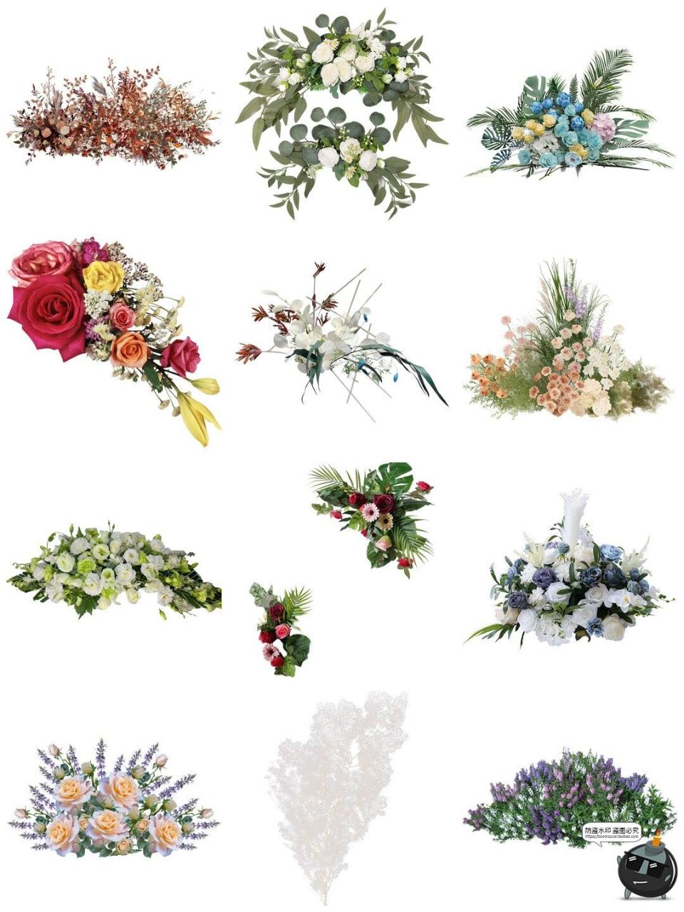 图片[3]-婚礼花簇花艺鲜花花卉花束开业假花装饰元素后期合成PNG免扣素材-设计猿