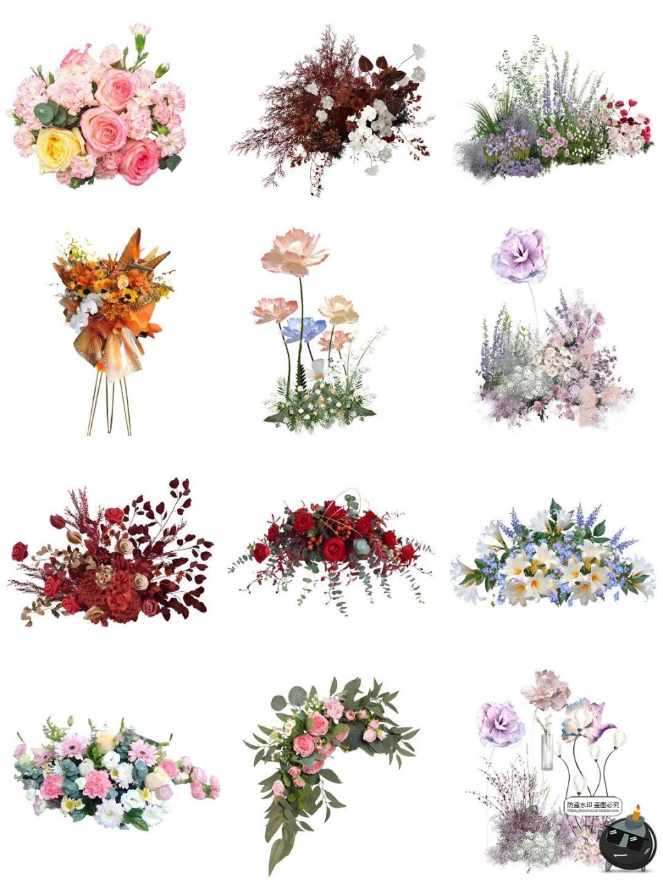 图片[4]-婚礼花簇花艺鲜花花卉花束开业假花装饰元素后期合成PNG免扣素材-设计猿