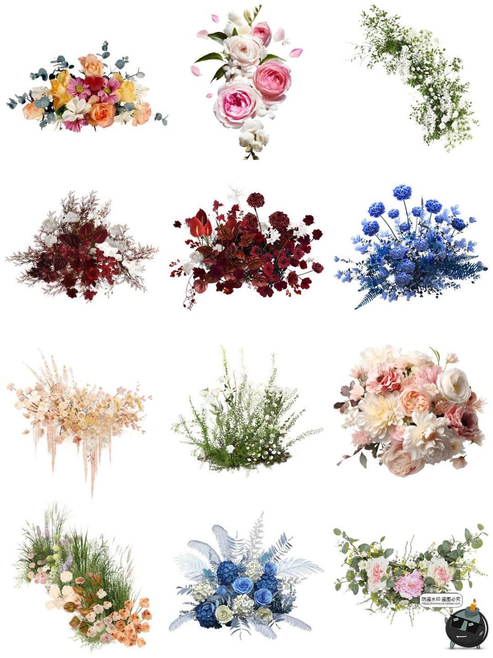 图片[5]-婚礼花簇花艺鲜花花卉花束开业假花装饰元素后期合成PNG免扣素材-设计猿