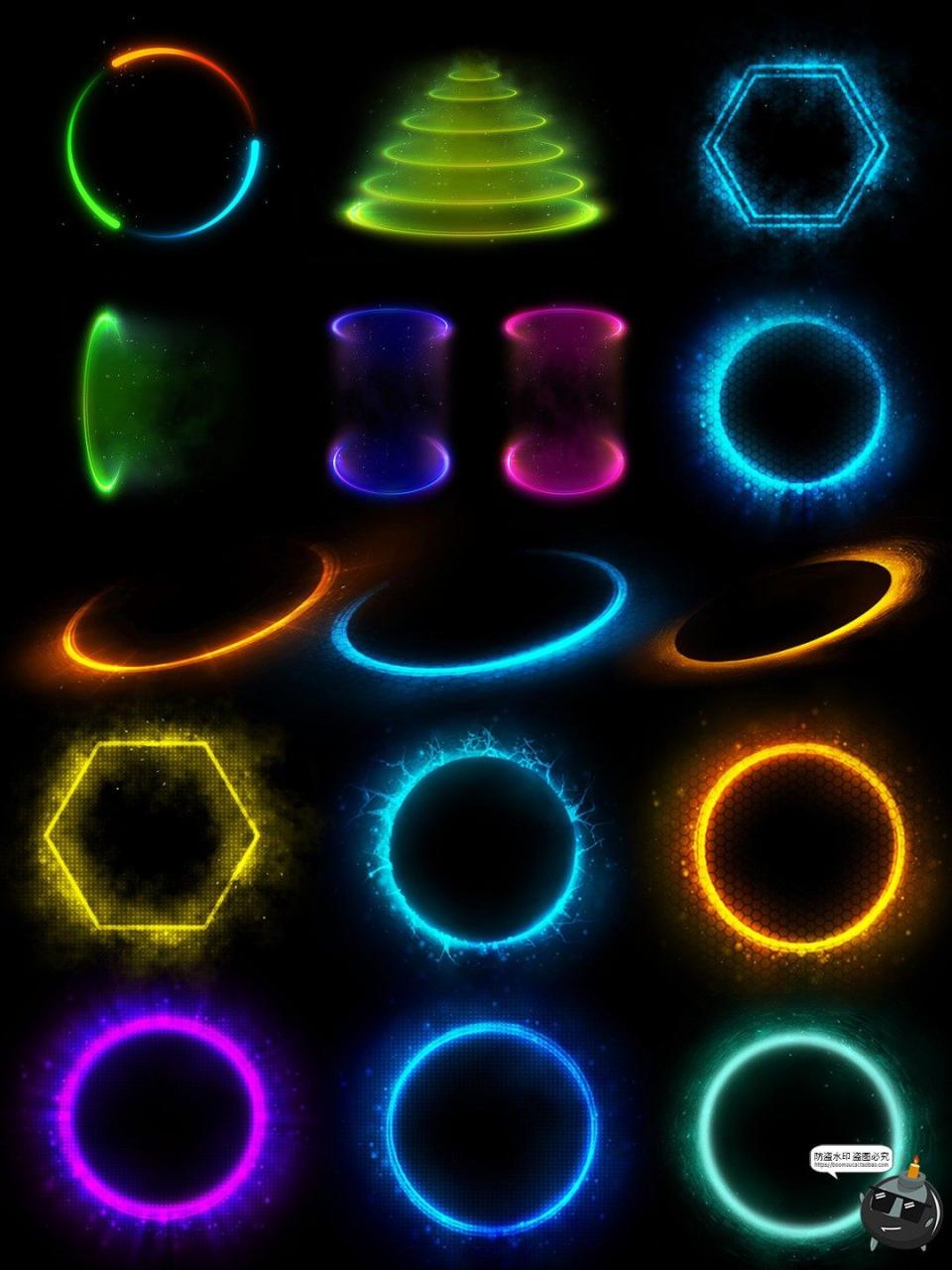 图片[1]-科幻科技感光圈光效未来光环炫光炫酷特效后期元素PSD分层PS素材-设计猿