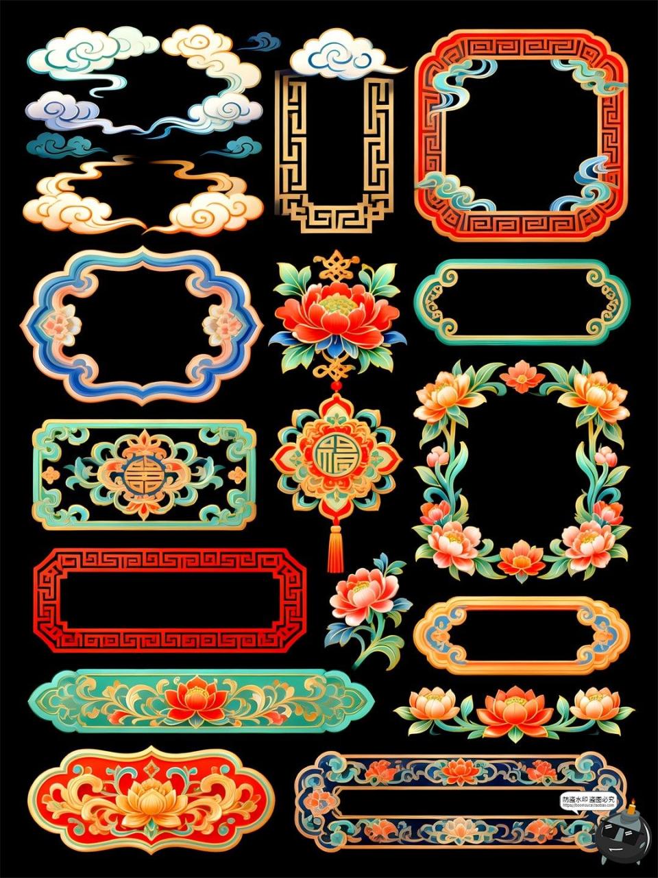 图片[4]-国潮风边框立体手绘风仿喜庆古元素PSD模板素材图-设计猿