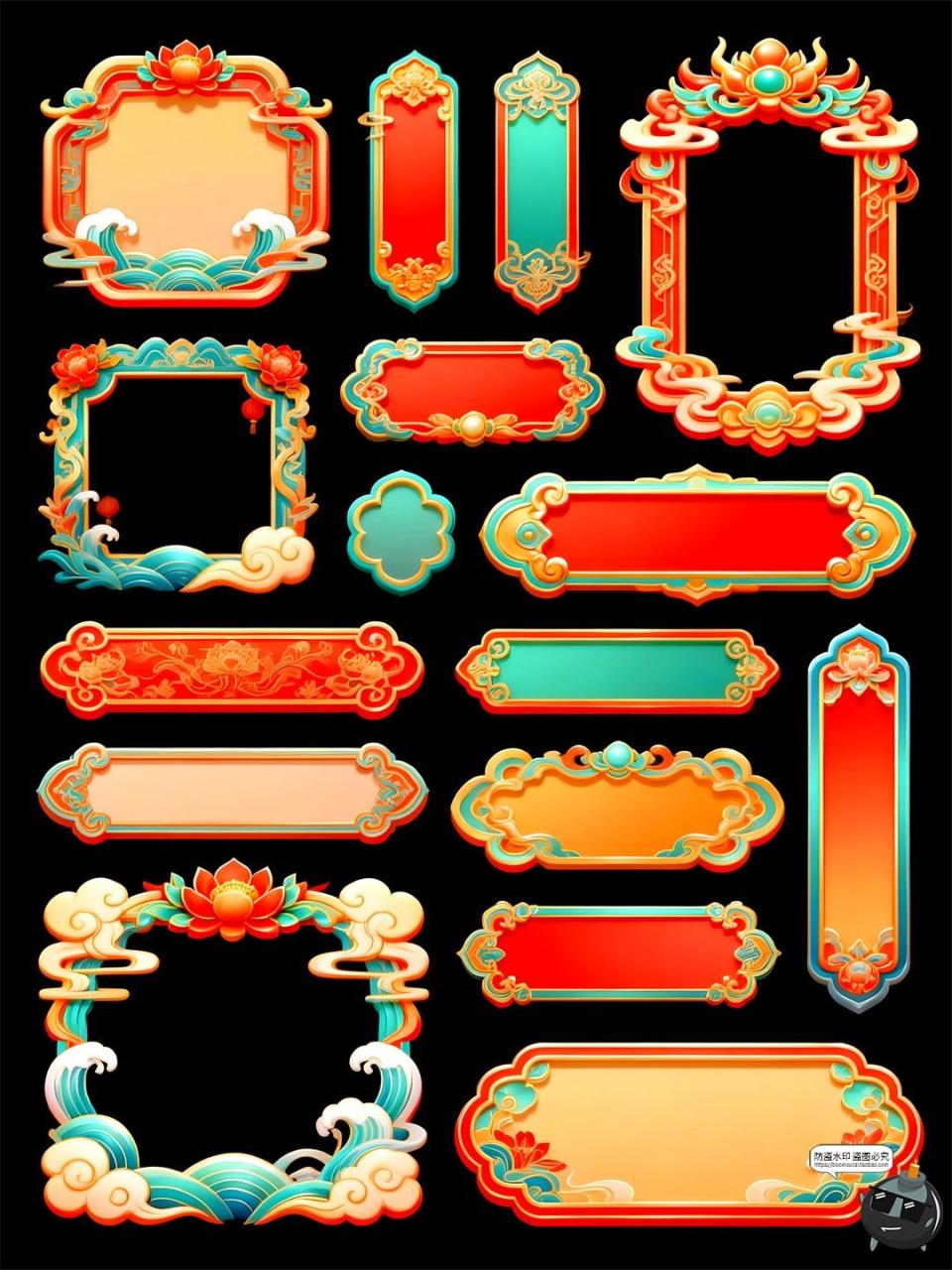 图片[5]-国潮风边框立体手绘风仿喜庆古元素PSD模板素材图-设计猿