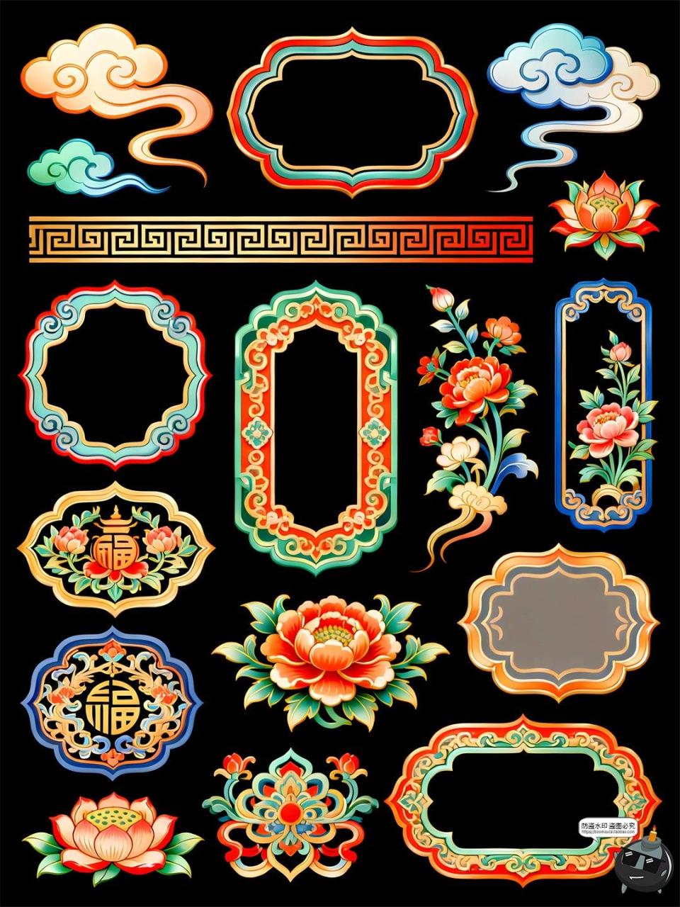 图片[6]-国潮风边框立体手绘风仿喜庆古元素PSD模板素材图-设计猿