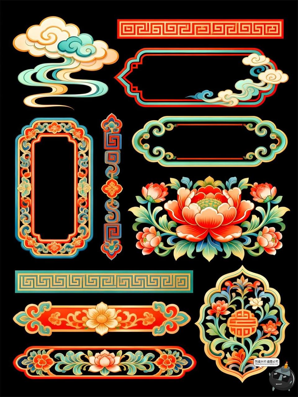 图片[7]-国潮风边框立体手绘风仿喜庆古元素PSD模板素材图-设计猿