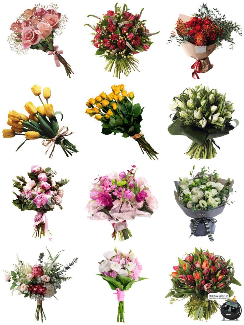 图片[2]-手捧鲜花卉玫瑰花束情人节婚礼爱情海报装饰手帐图片PNG免扣素材-设计猿