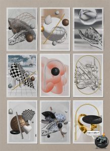 现代艺术3D抽象Y2K金属立体几何怪异拼贴元素海报PNG免抠图片素材-设计猿