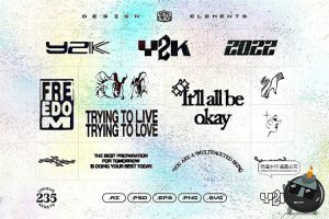 复古时尚Y2K潮流酸性街头创意潮牌文创几何平面PNG图形AI矢量素材-设计猿