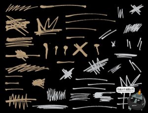 涂鸦元素复古做旧仿旧油漆纹理手绘效果背景PSD模板ABR笔刷PS素材-设计猿