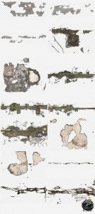 残缺破坏墙体墙面破损钢筋水泥掉皮后期合成修图PNG免扣免抠素材-设计猿