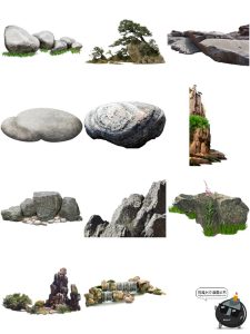 真实石头假山岩石鹅卵石石块园林景观石PNG免抠PS后期合成素材-设计猿