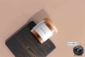 轻奢透明玻璃罐金盖瓶贴包装光阴阴影场景展示样机PSD模板PS素材-设计猿