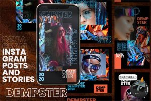 潮流全息抽象锡箔纸错版游戏风竖屏文字图文排版PSD模板PS素材-设计猿