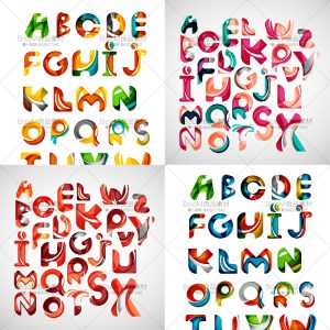 彩色撞色风格英文字母抽象创意卡通个性图案AI矢量素材设计素材-设计猿