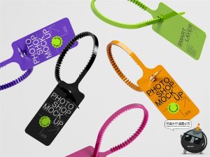 极简塑料标签吊牌价标服装产品防盗签VI品牌展示PSD模板样机素材-设计猿