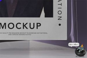 潮流杂志画册透明塑料薄膜包装纸封面潮物贴图PSD模板样机PS素材-设计猿