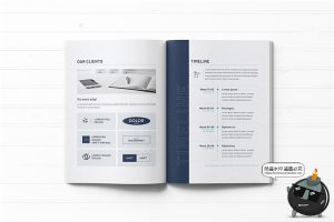 简约商务蓝品牌策划画册宣传册杂志框架排版PSD模板AI矢量PS素材-设计猿