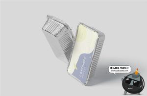 长方形铝箔锡纸盒外卖烧烤打包食品包装设计VI样机PSD模板PS素材-设计猿