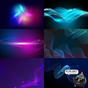 粒子科技信息光效技术波浪起伏创意波动效果背景板AI矢量设计素材-设计猿