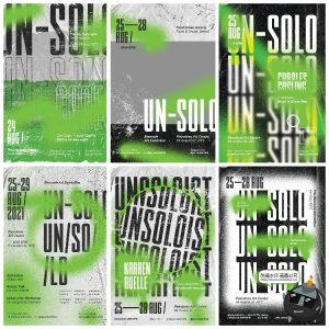 荧光绿噪点街头风格艺术家人像介绍活动海报PSD模板PS设计素材-设计猿