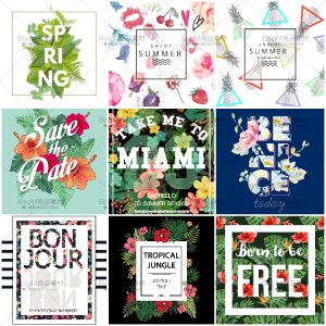 夏天婚礼花卉花纹手绘热带植物促销海报背景模板设计AI矢量素材-设计猿