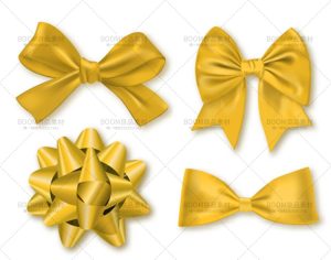 金色蝴蝶结丝带丝绸礼结发饰缎带礼品礼物装饰元素AI矢量设计素材-设计猿