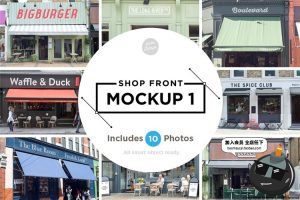 餐厅咖啡馆茶饮小店店铺门面招牌广告效果PS素材PSD样机设计模板-设计猿