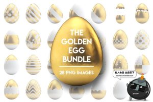 复活节金色彩蛋鸡蛋蛋壳花纹图案设计素材PNG免抠高清PS素材-设计猿