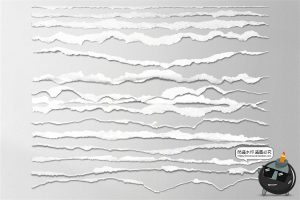 做旧手撕碎纸张白纸边缘肌理纹理后期合成创意PNG免抠PSD模板素材-设计猿