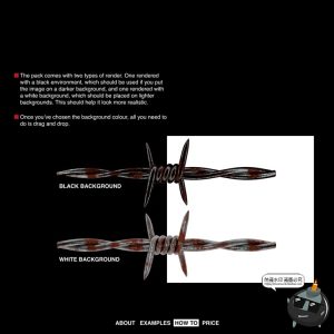 镀铬金属珠光生锈金色带刺铁丝后期合成多风格PNG免抠透明素材-设计猿