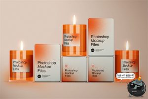 香薰蜡烛礼物伴手礼文创礼品噪点风包装贴图VI样机PSD模板PS素材-设计猿