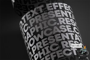 潮流圆柱柱形环绕环形字体特效文本mockups样式PSD模板样机PS素材-设计猿