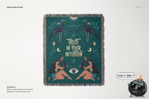 流苏毛毯挂毯盖毯地垫地毯提花针织编织机织毯子样机PSD模板素材-设计猿