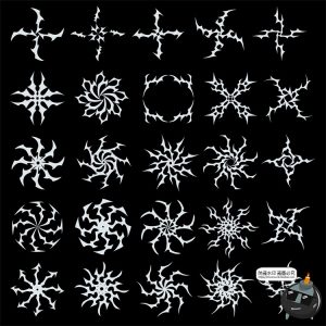 暗黑废土酸性机能风赛博朋克HUD科技元素图案AI矢量PSD模板PS素材-设计猿