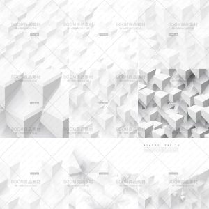 灰白简约3D立体方块线条抽象立方体组合几何背景AI矢量素材设计-设计猿