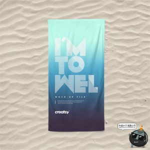 沙滩毛巾浴巾毯沙子地面海边场景展示mockups样机PSD模板PS素材-设计猿